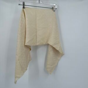 Vintage Cisco Silk Scarf Ivory Monochrome Jacquard Minimalist Wrap Neutral